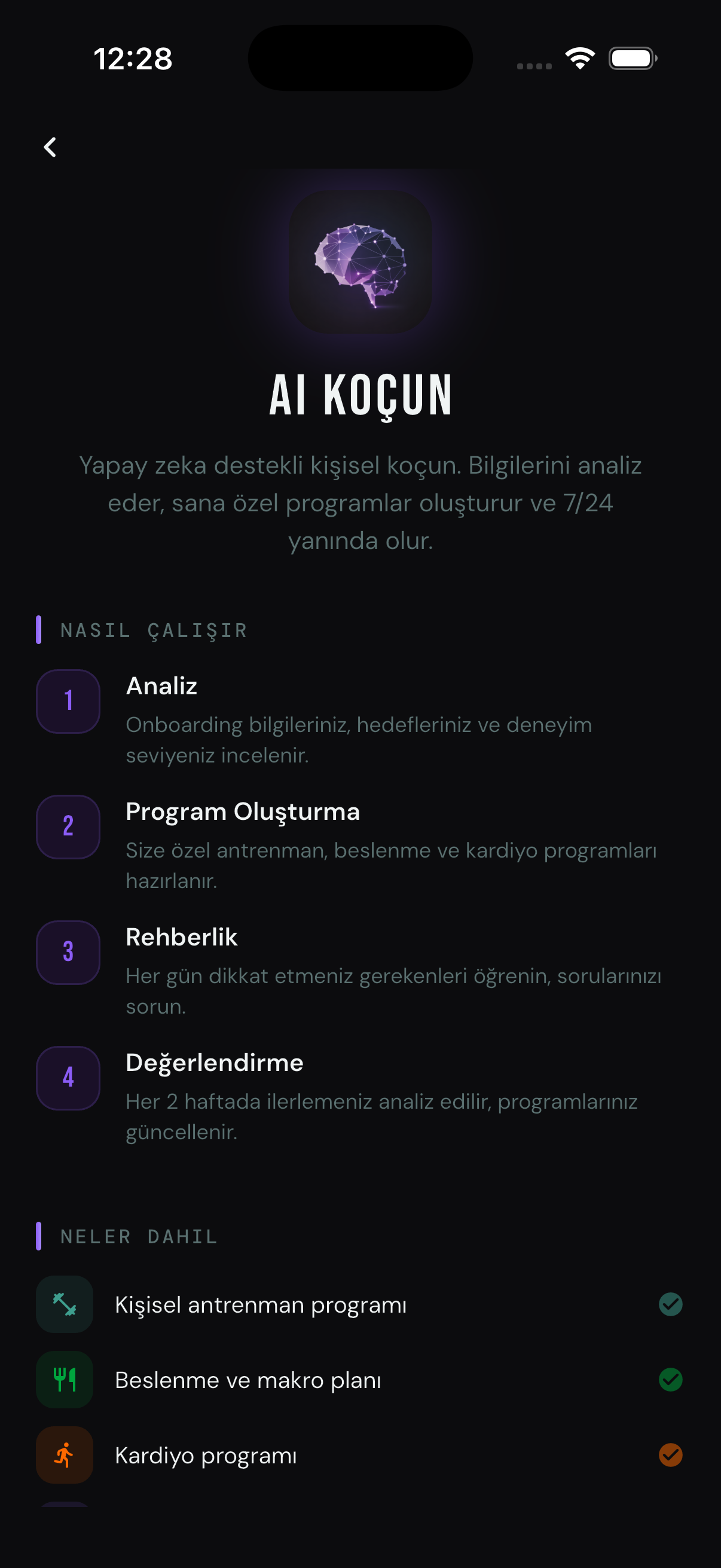 AI Koç tanıtım sayfası