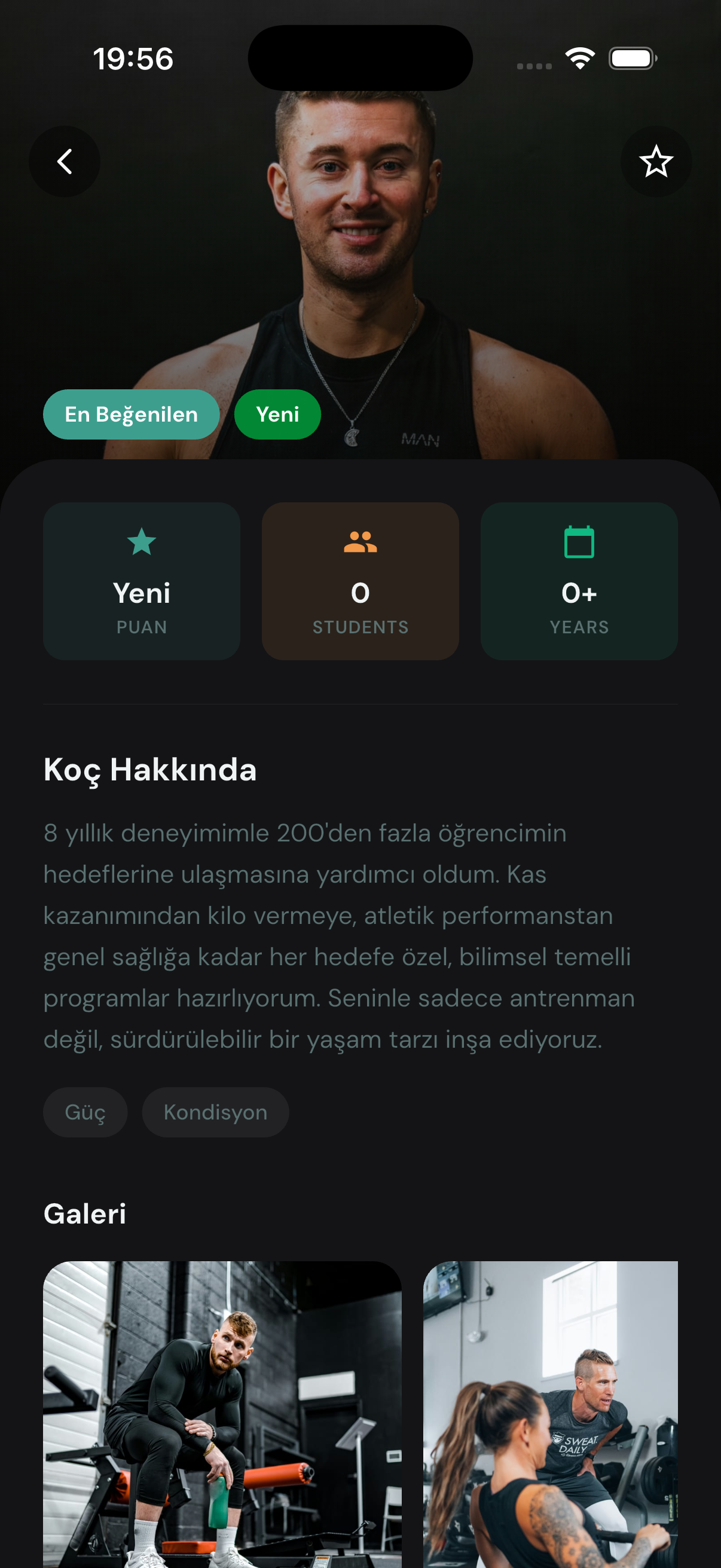 Koç profil sayfası: hakkında, paketler ve galeri